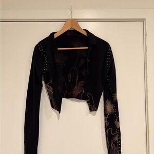 Chic Black Floral Women's Blazer